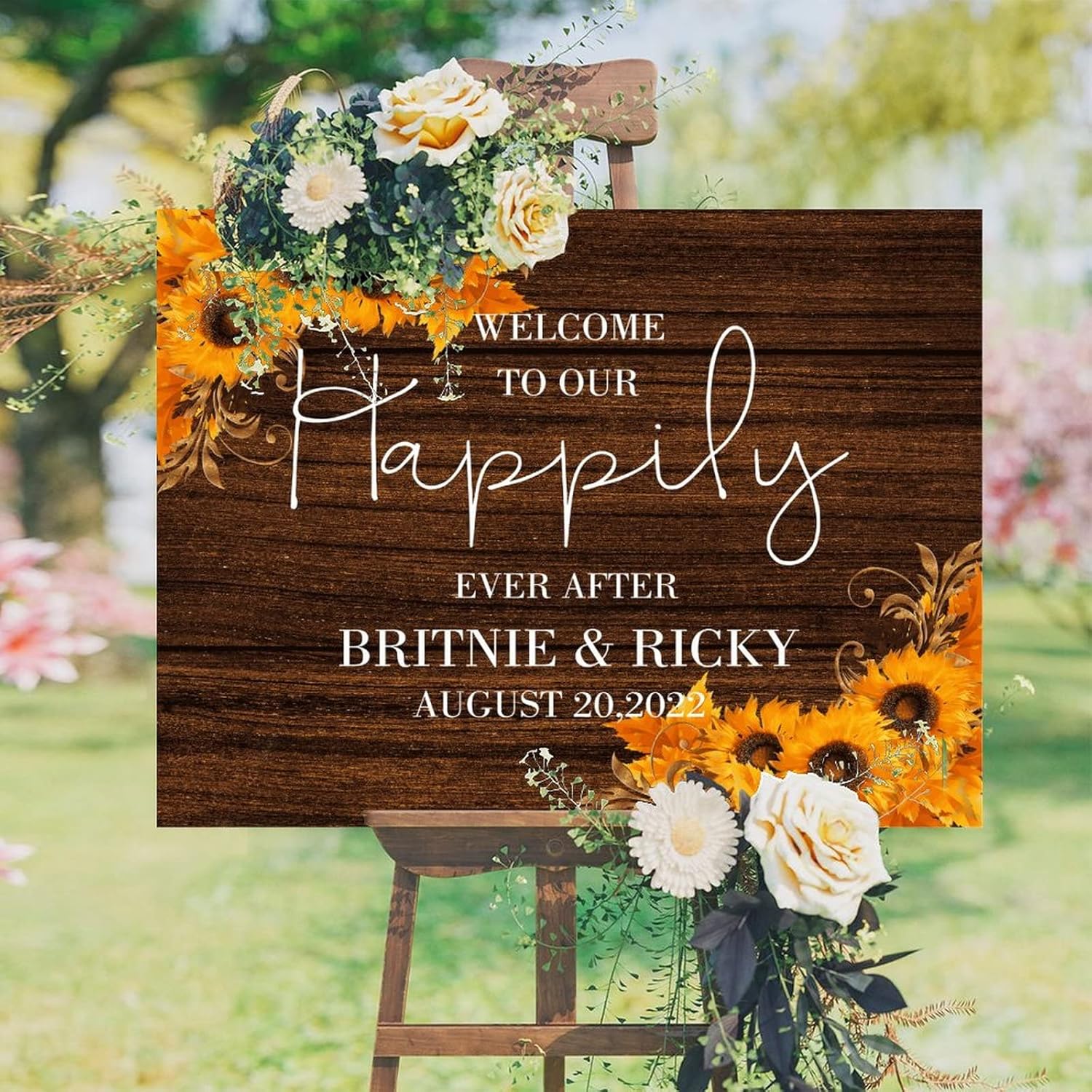 Customizable Wooden Wedding Welcome Sign 12x16 Inch
