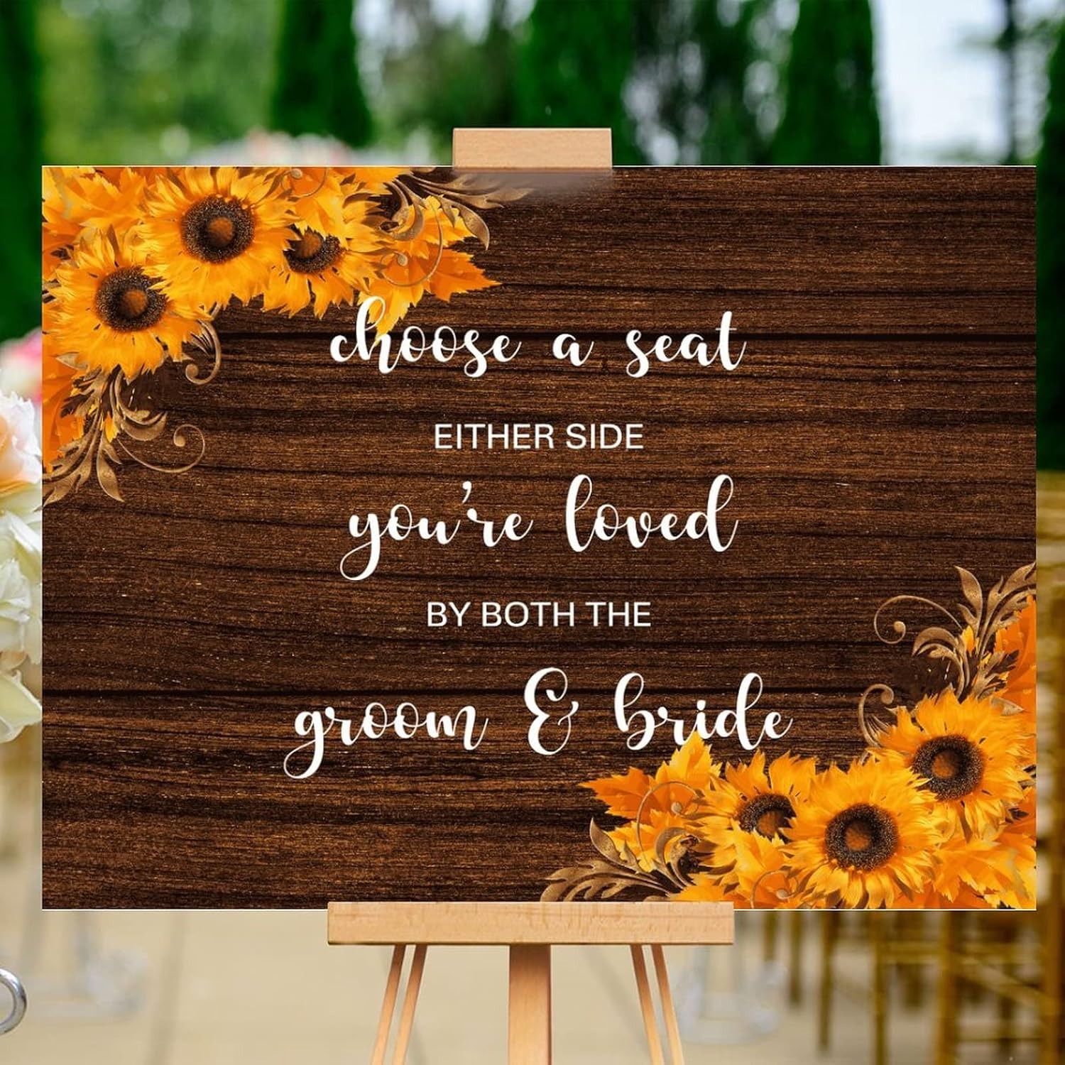 Custom Wedding Welcome Sign with Sunflowers