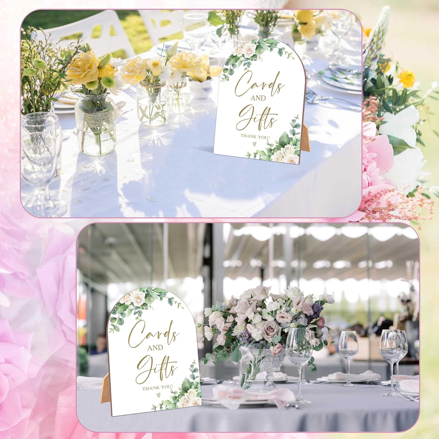 White Rose Wedding Arch Sign with Stand 1
