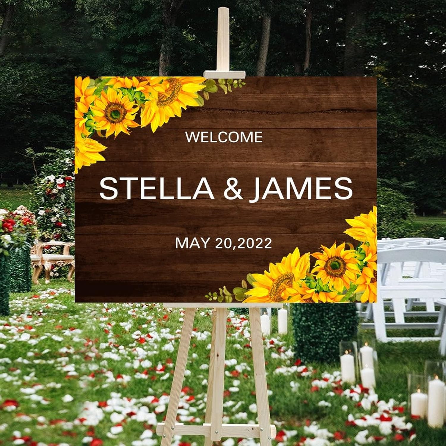 Alioyoit Wedding Welcome Sign with Sunflowers 1