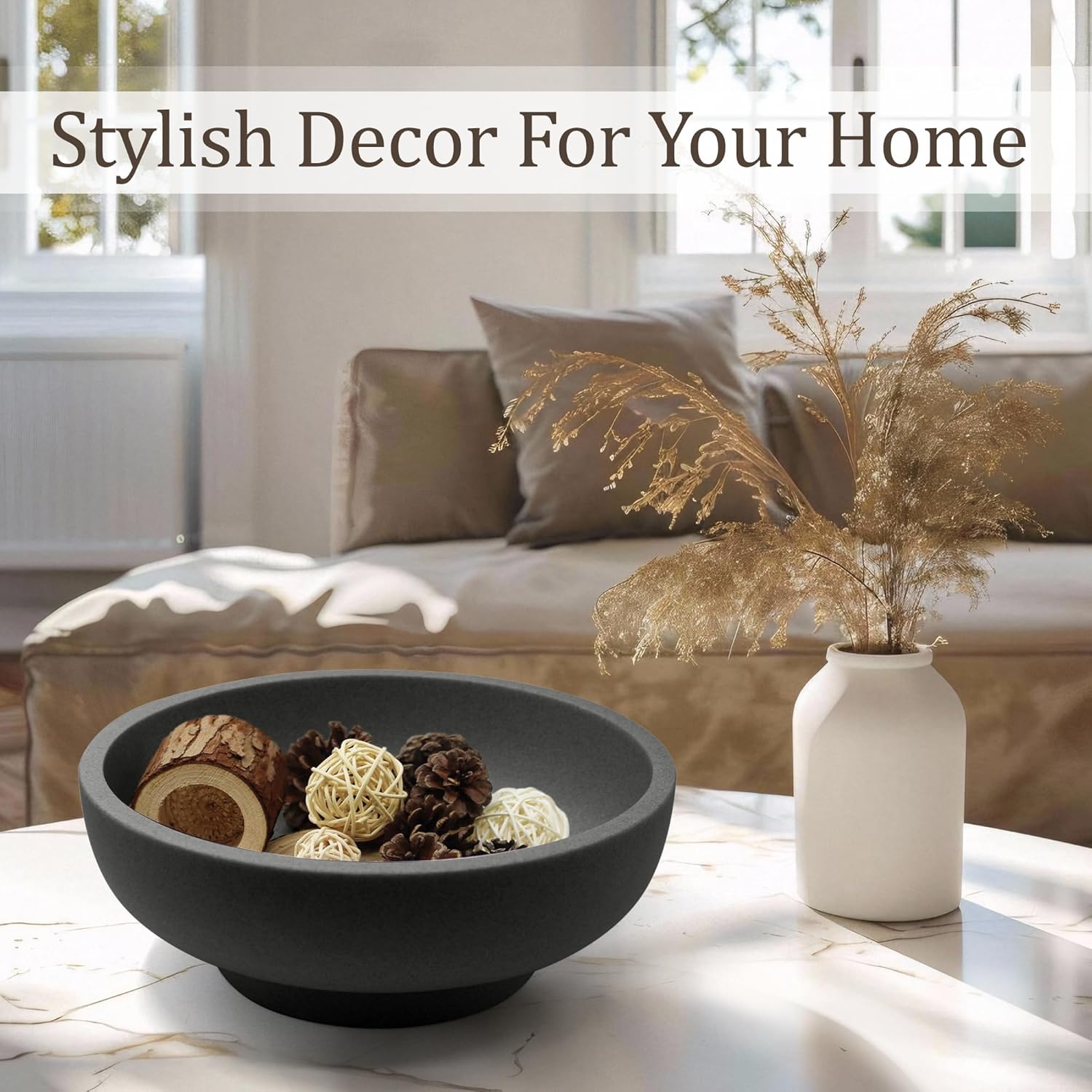 Modern Resin Decorative Bowl - Black Kitchen Entry Decor