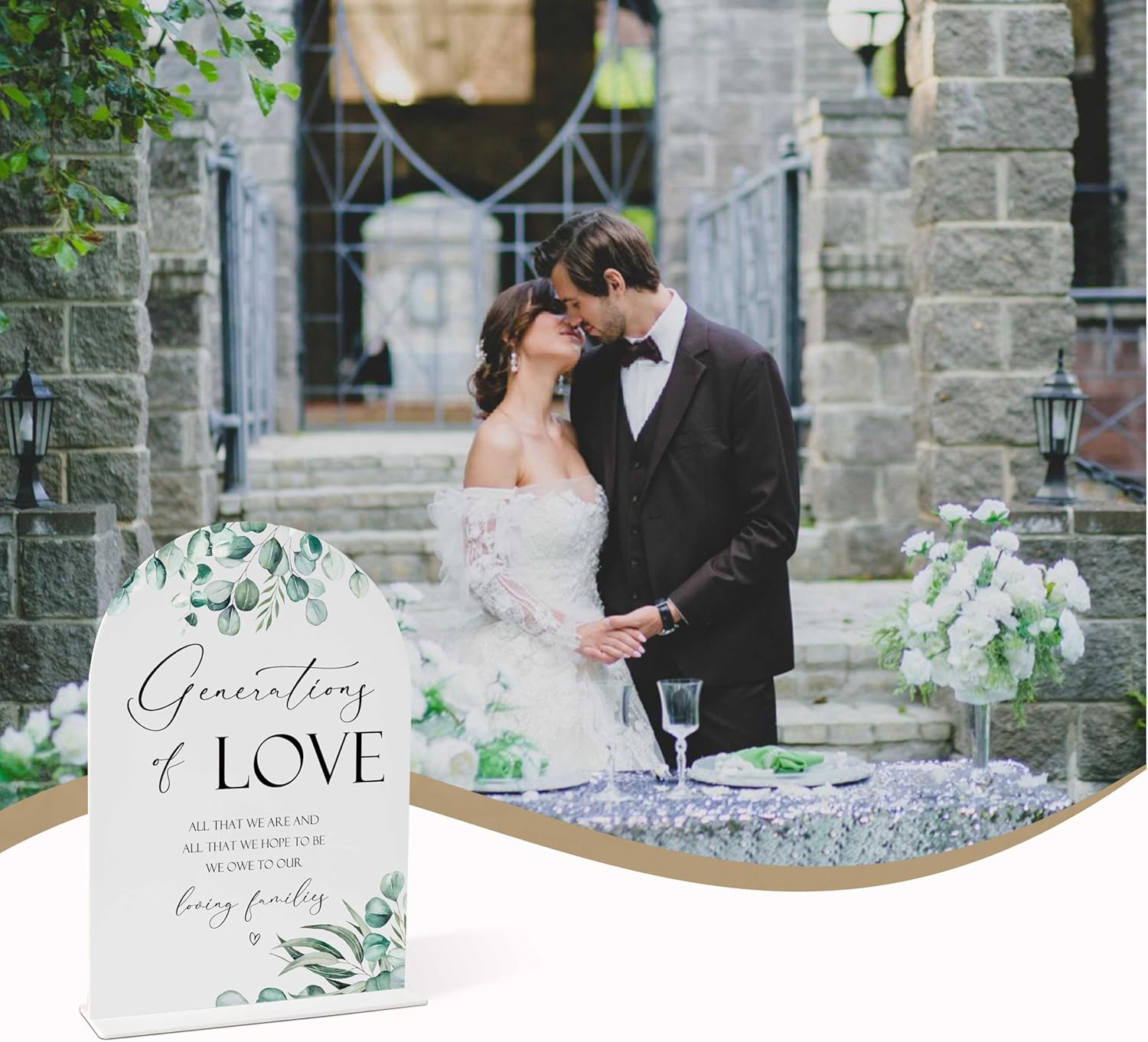 Greenery Generations Of Love Wedding Sign 8x11 Inch White Arch Acrylic