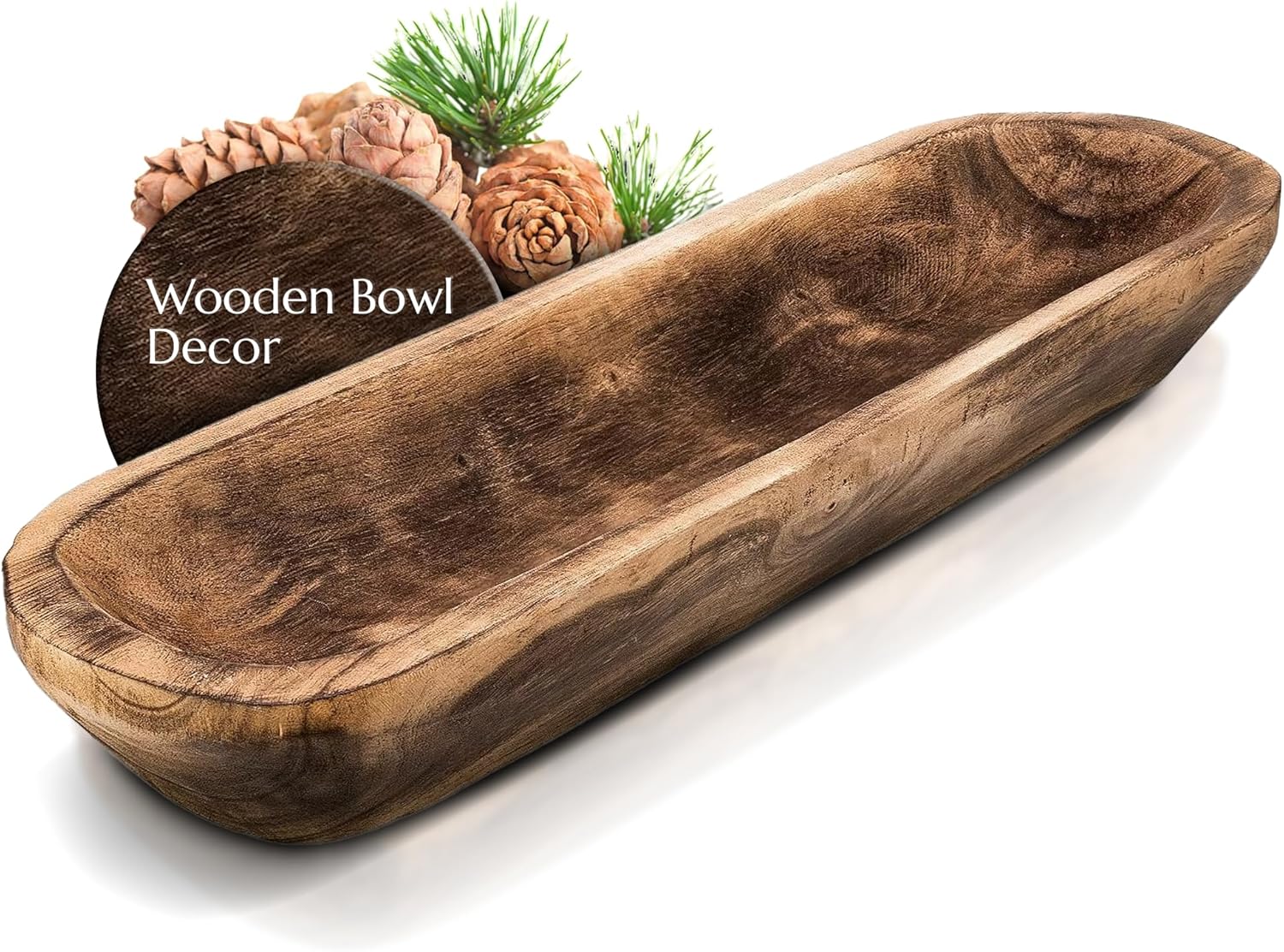 FANDOS Wooden Dough Bowl for Decor 17 Inch Rustic