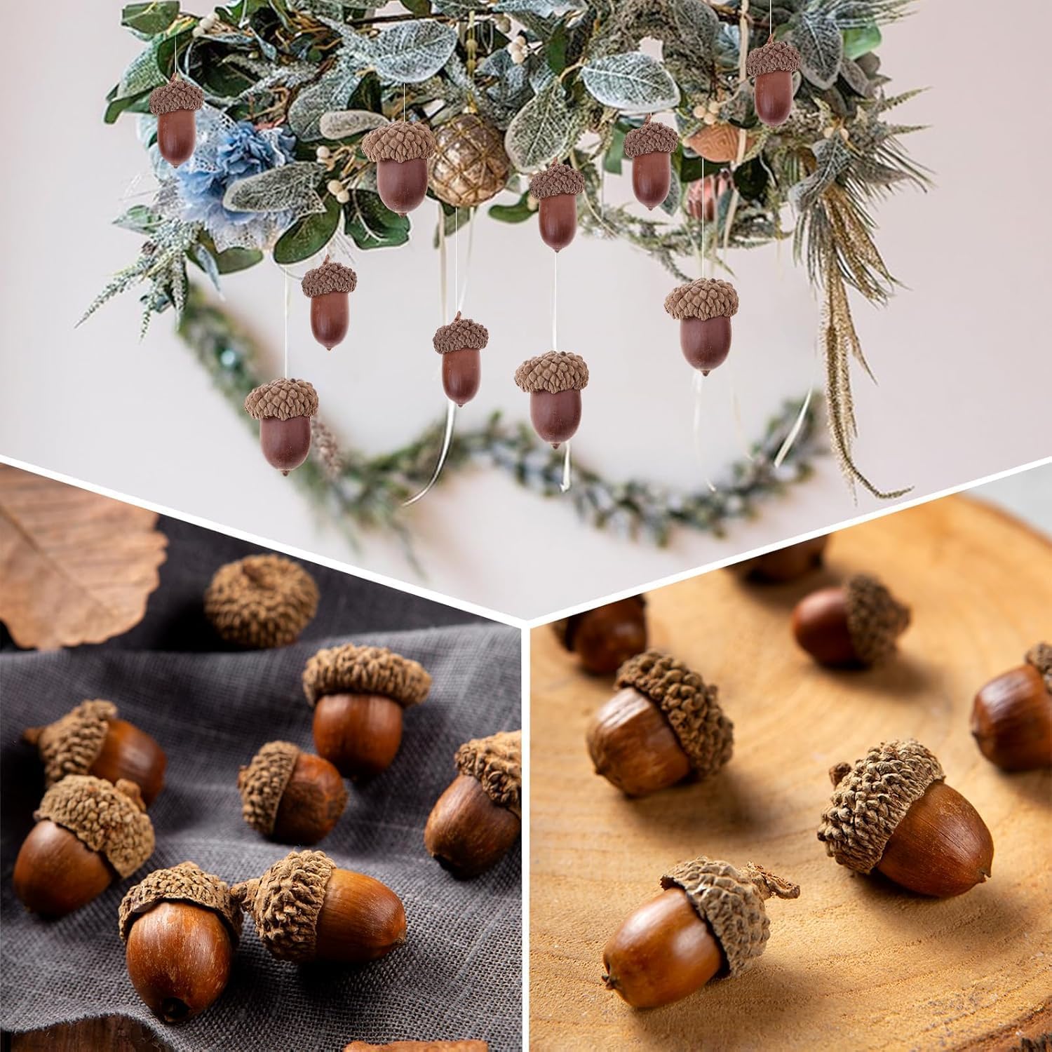 Milageto 20 Pcs Natural Dried Acorns Christmas Decor