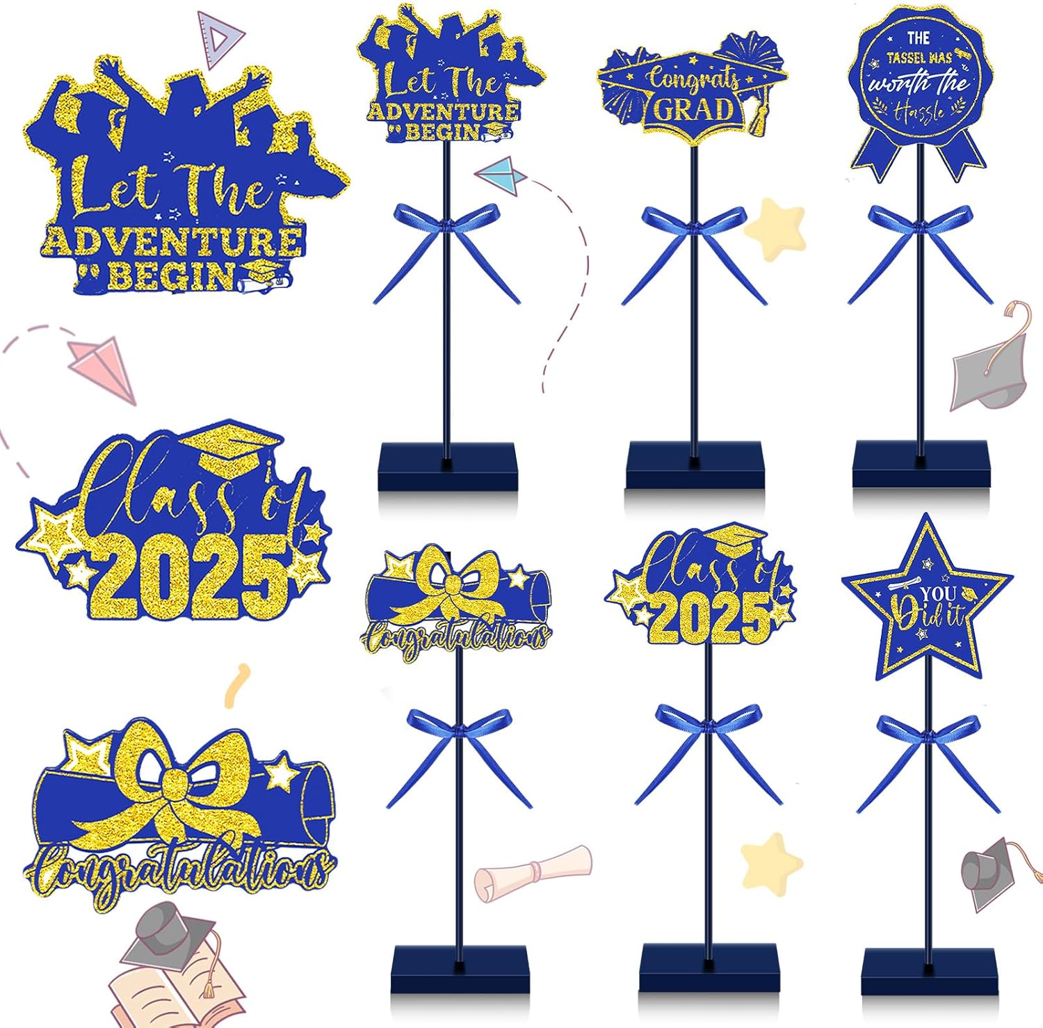 Yousoontic 6 Pcs Graduation Wooden Signs Decor Centerpieces