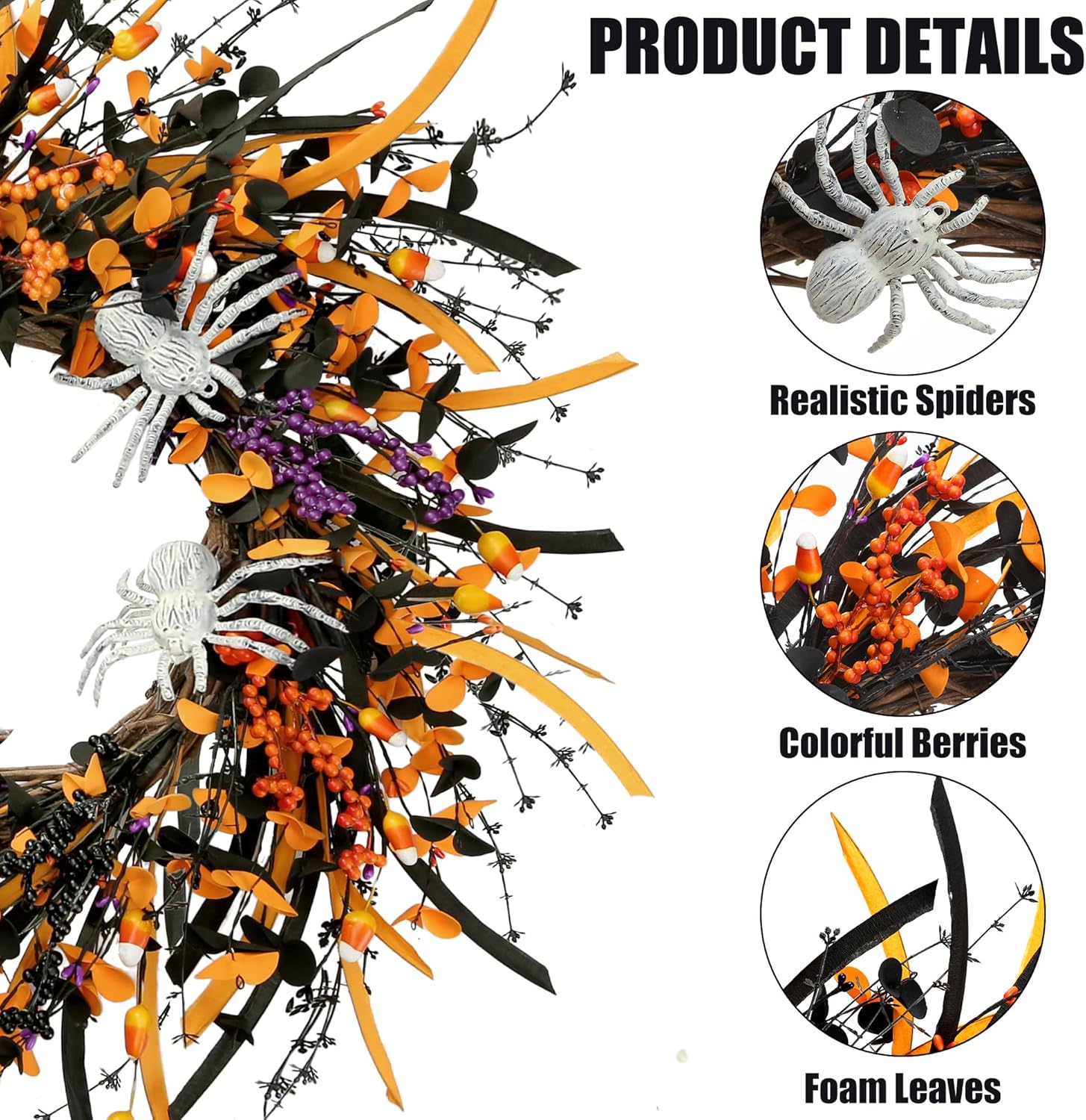 Sggvecsy Halloween Wreath 23 Inch Decor