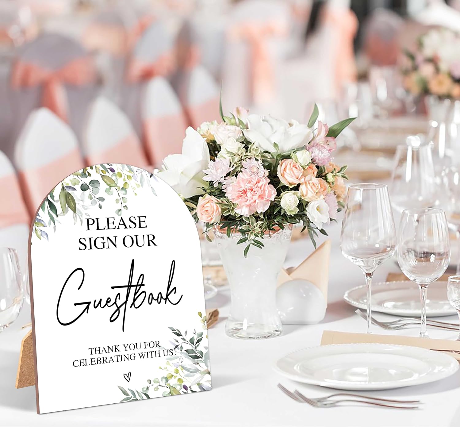 Wooden Arch Wedding Sign with Stand for Reception