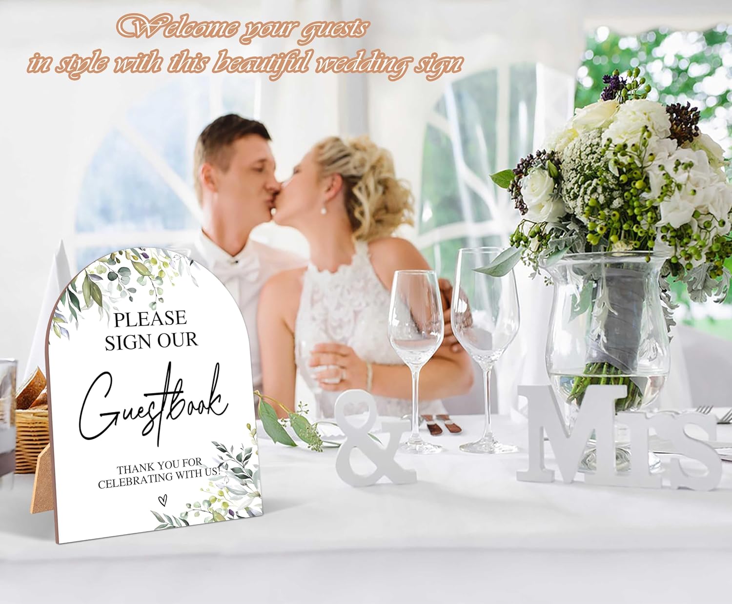 Wooden Arch Wedding Sign with Stand for Reception