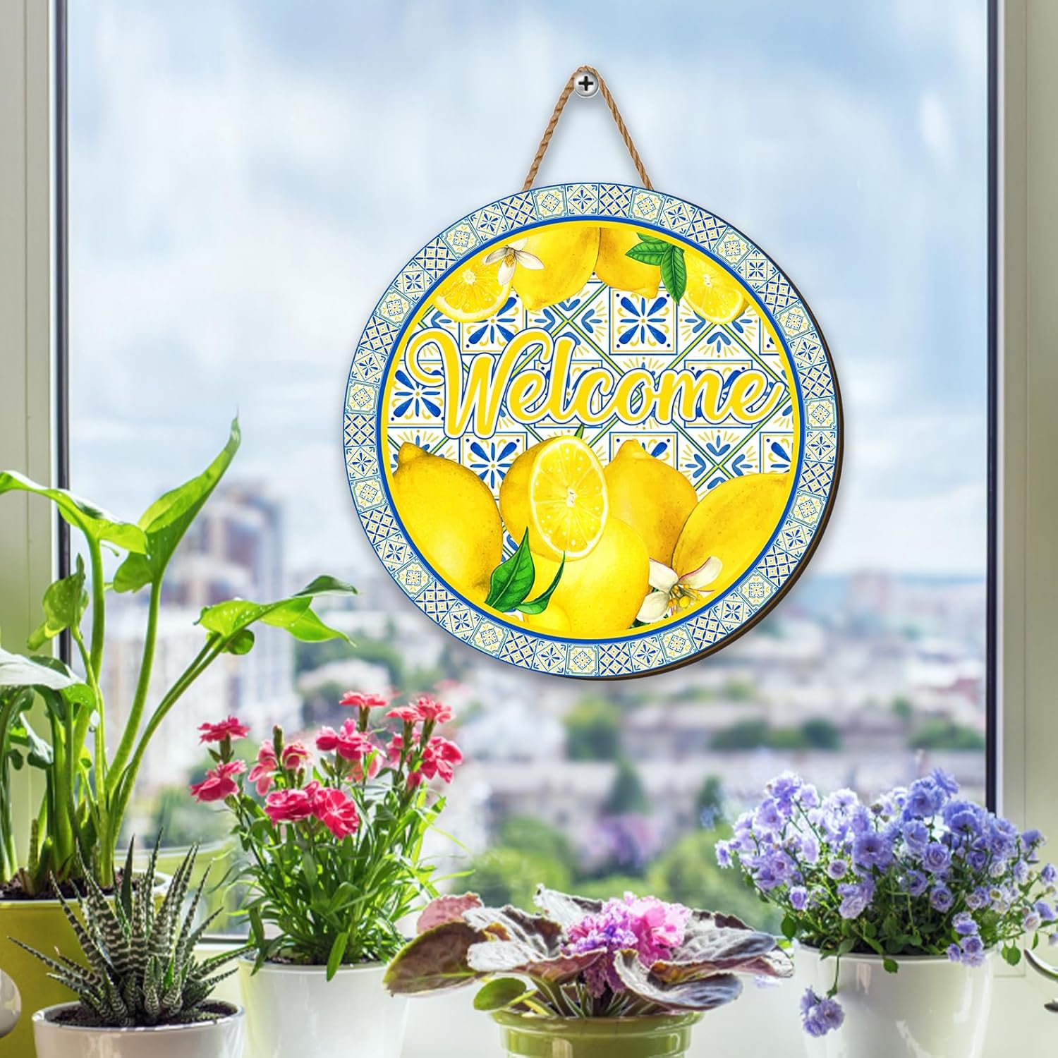 Summer Lemon Banner Spring Italian Lemons Hanging Sign Farmhouse Decor