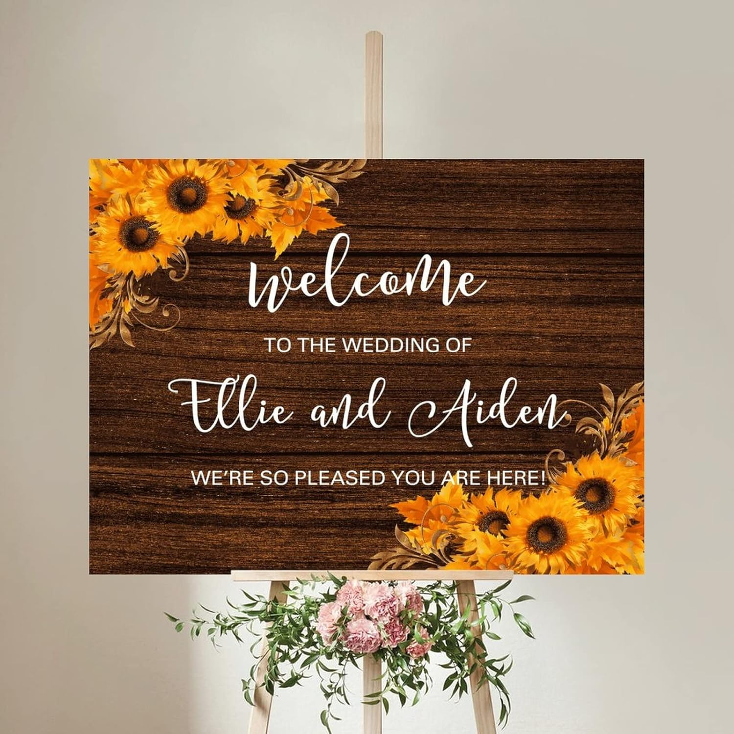 Customizable Wedding Welcome Sign with Sunflowers Design