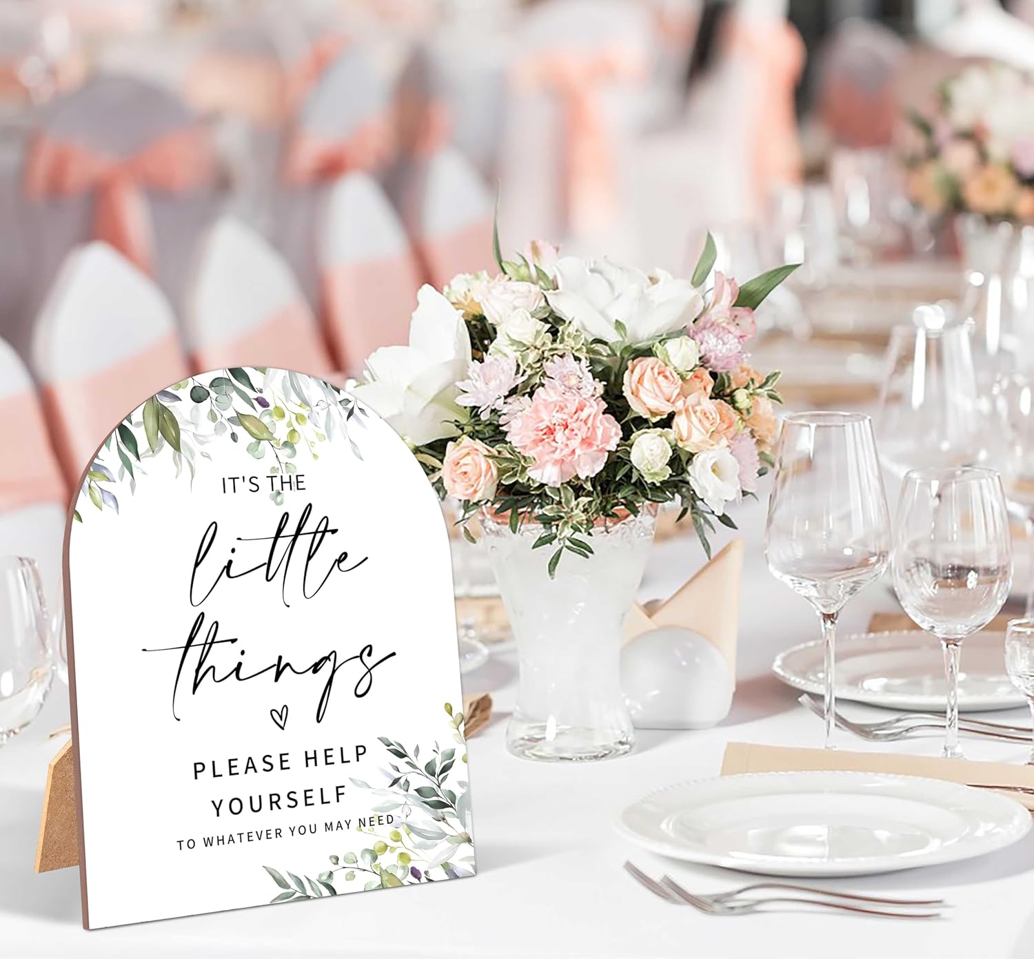 Wooden Wedding Sign with Stand 6x8 Inch Arch Design