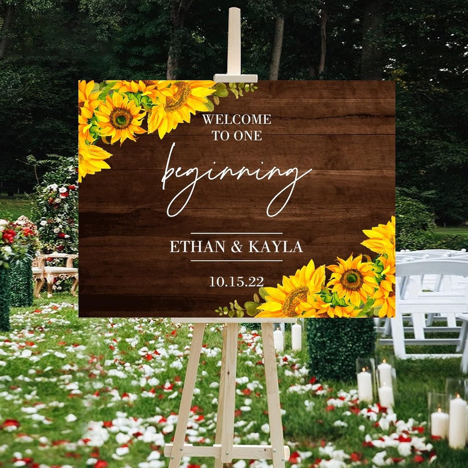 Alioyoit Wedding Welcome Sign with Sunflowers Design