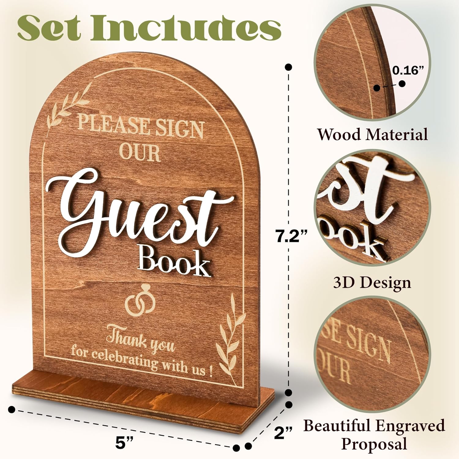 Rustic Wedding Guest Book Sign With Stand