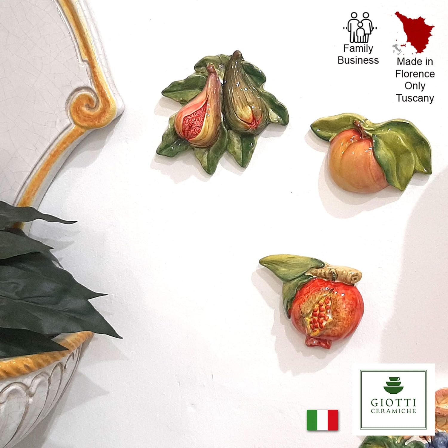 Italian Ceramic Pomegranate Wall Decorations