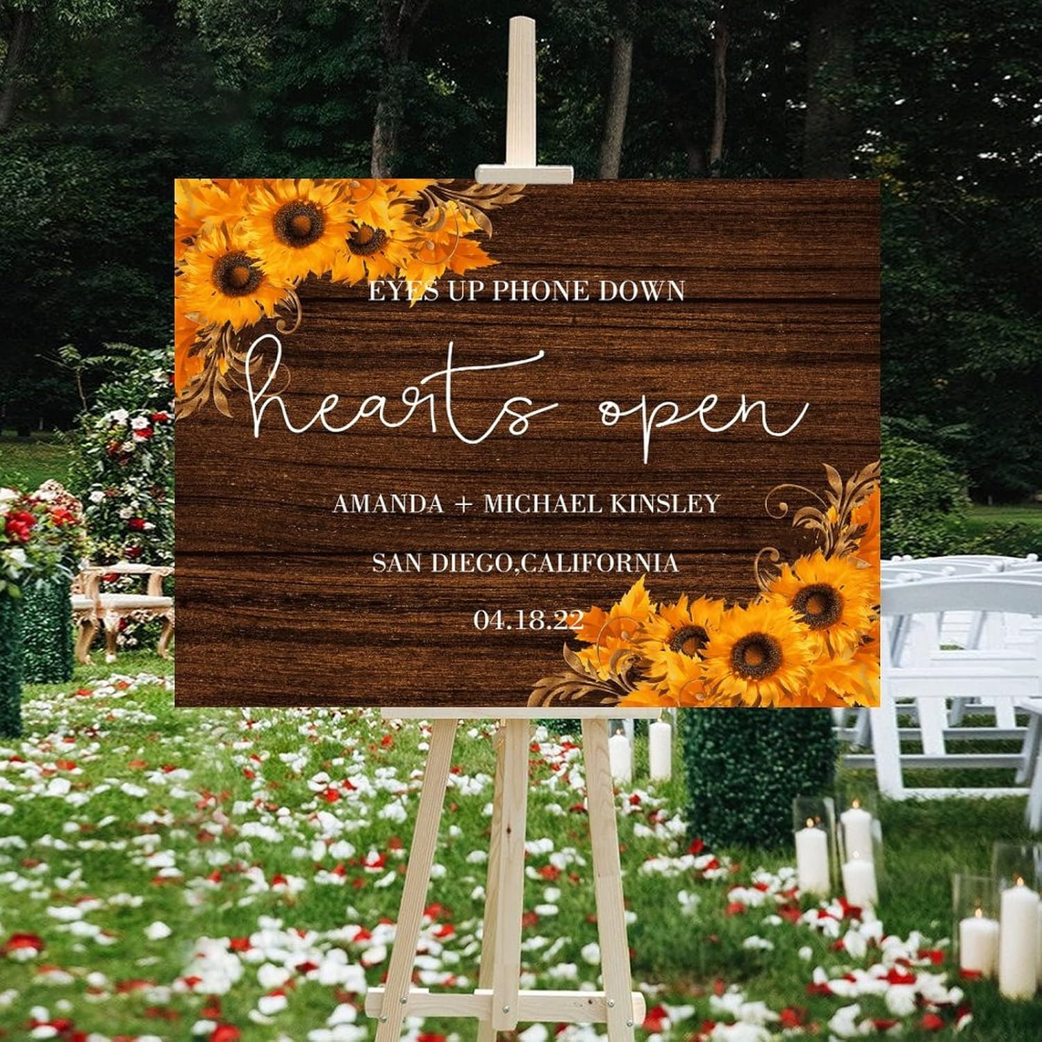 Personalized Wedding Welcome Sign with Sunflowers Design