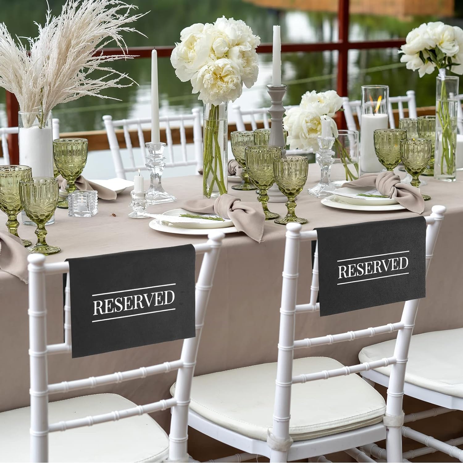 Buryeah Reserved Signs 12pcs Black White Wedding Party Church Pew Seating Placeholders