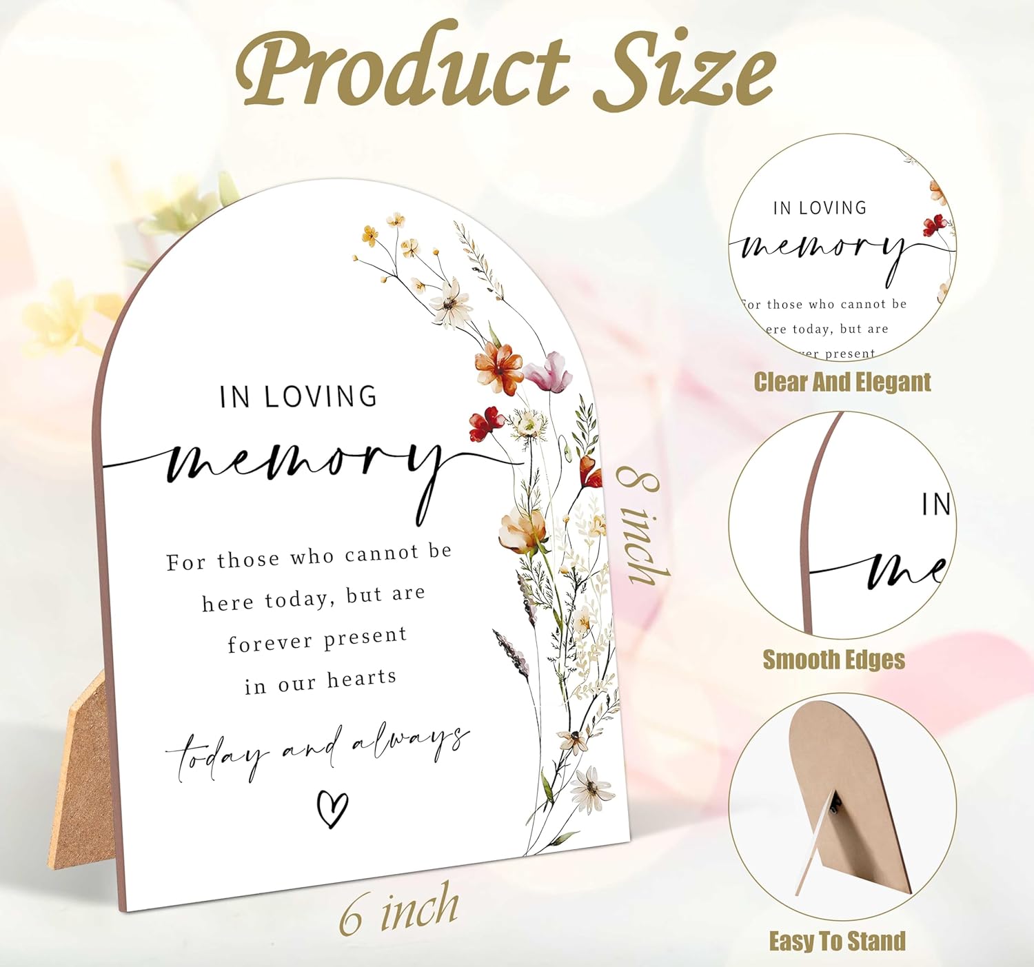 Wildflower In Loving Memory Wedding Sign With Stand