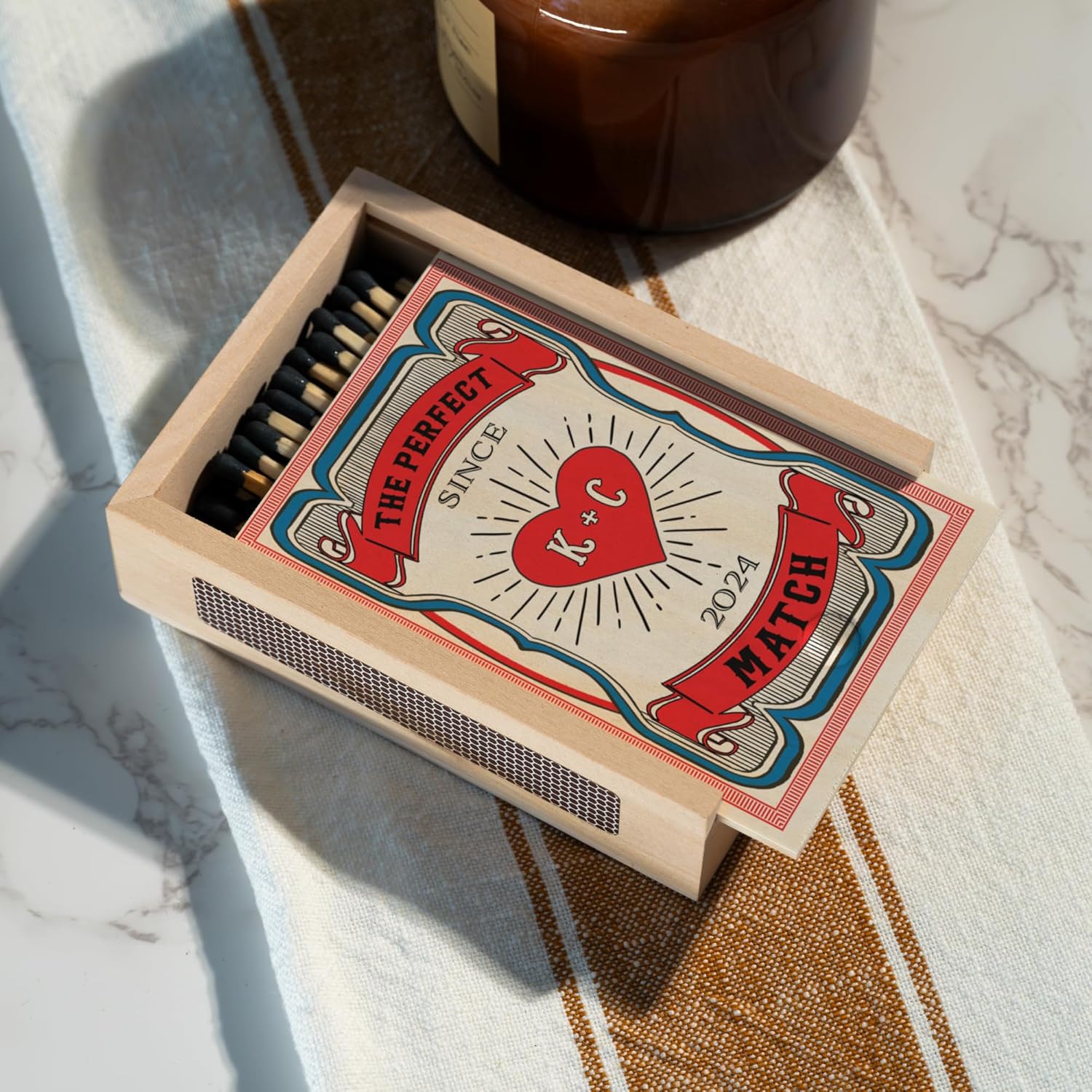 Personalized Couples Matchbox Custom Wooden Keepsake