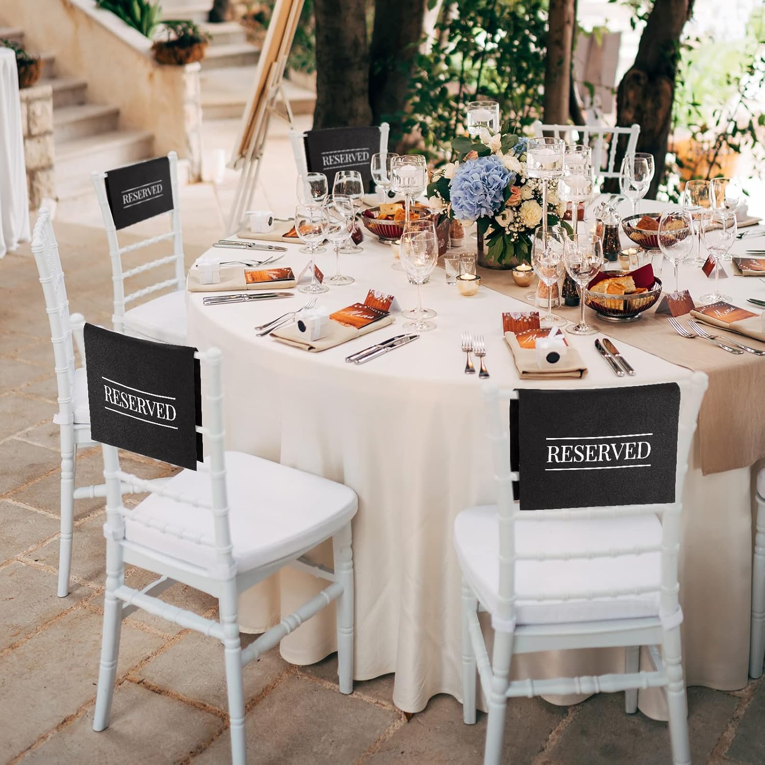 Buryeah 24 Piece Reserved Chair Signs Set Black White