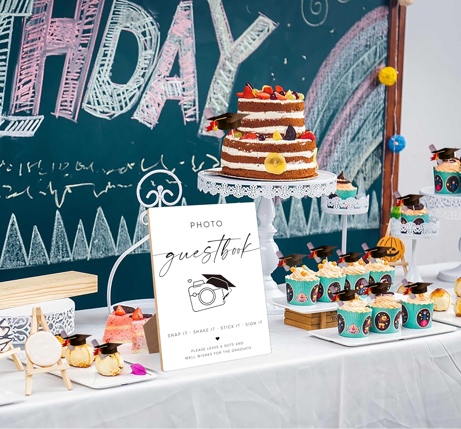 Graduation Photo Guest Book Sign with Stand