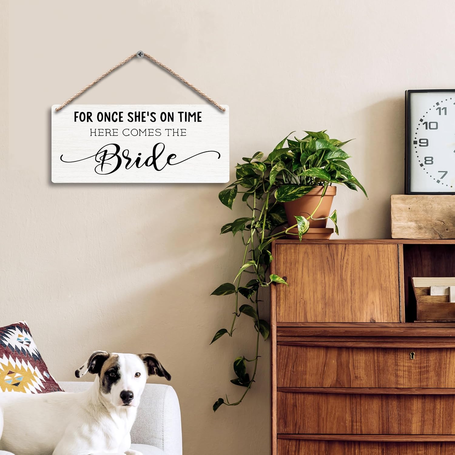Here Comes the Bride Wood Sign for Wedding 12x6