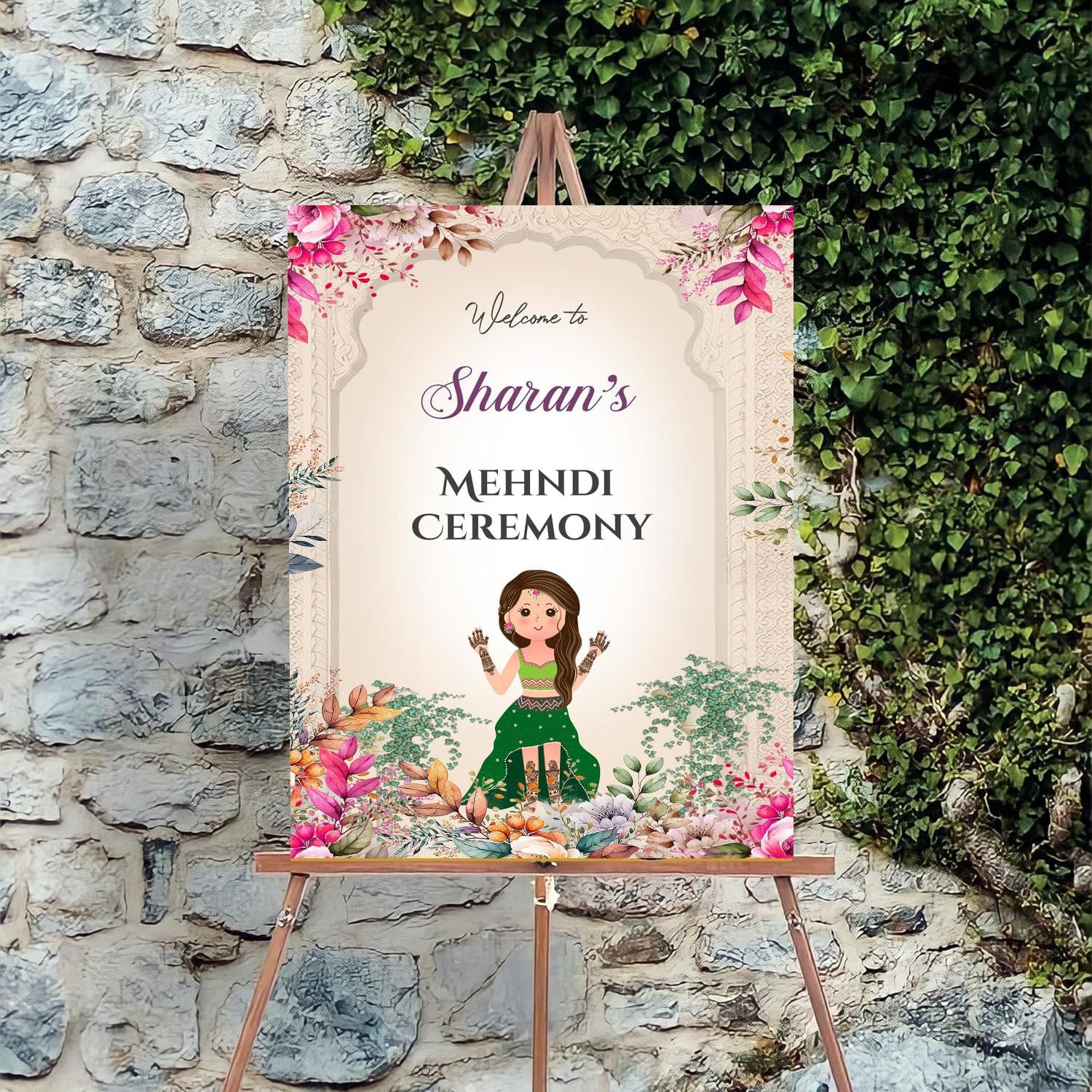 Indian Mehndi Ceremony Welcome Sign Board
