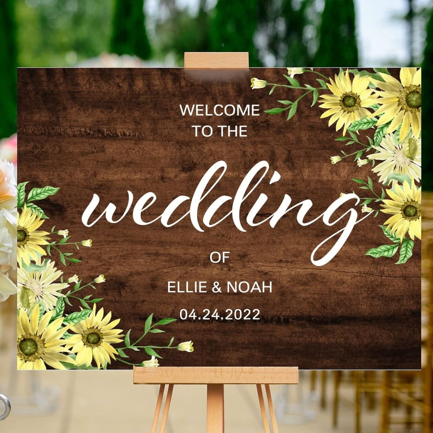 Customizable Wedding Welcome Sign Brown Wood