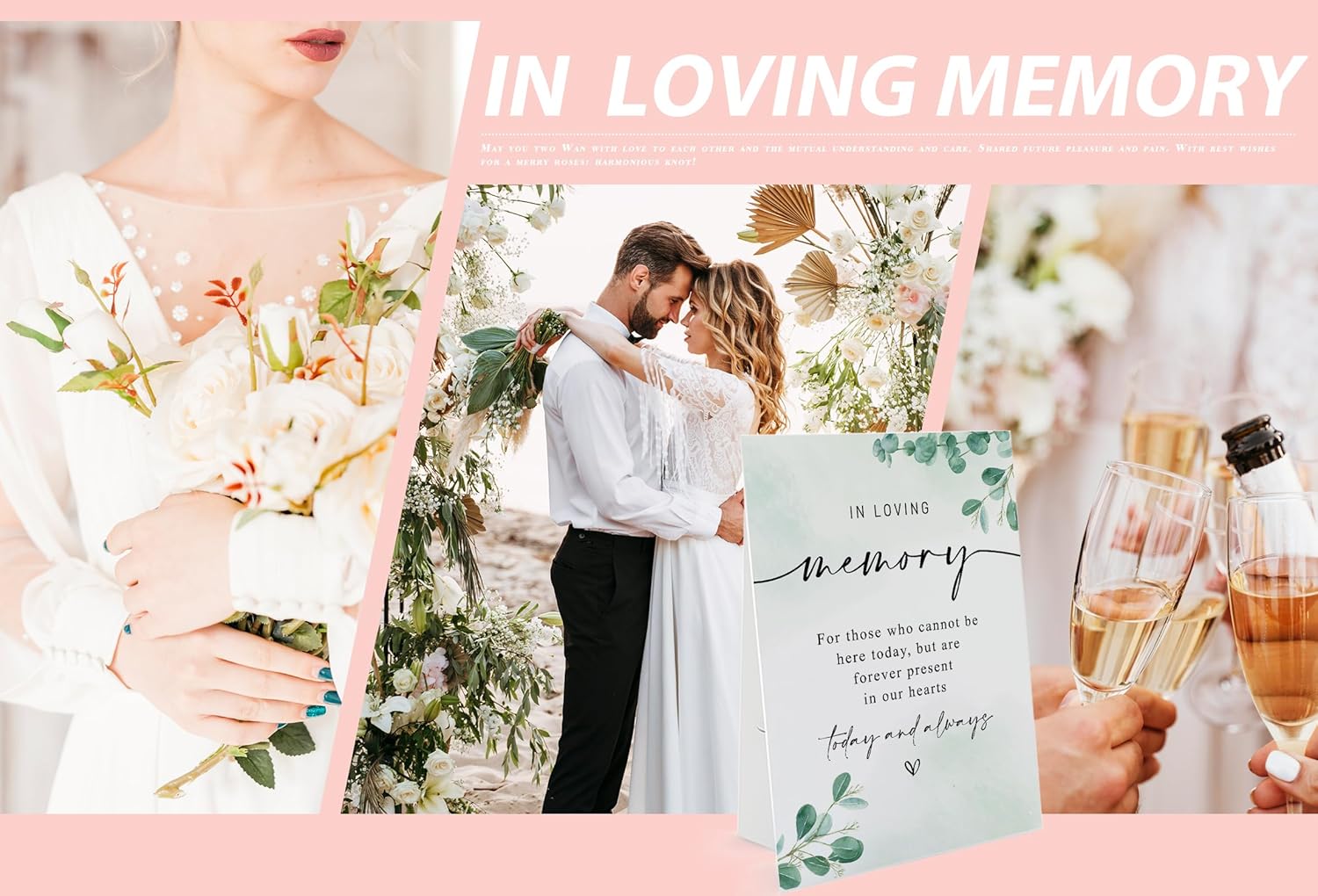 In Loving Memory Wedding Sign with Stand Greenery Decor