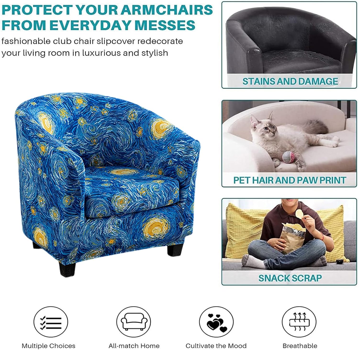 NILUOH 2 Piece Stretch Armchair Slipcovers
