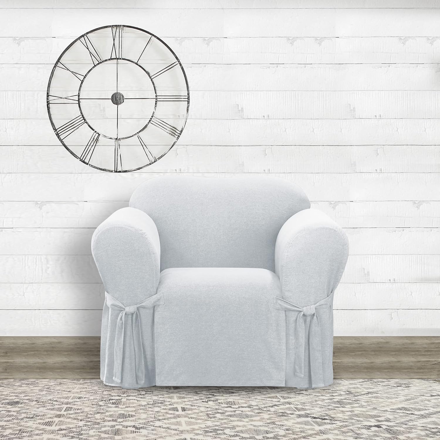 SureFit Farmhouse Basketweave Chair Slipcover with Ties