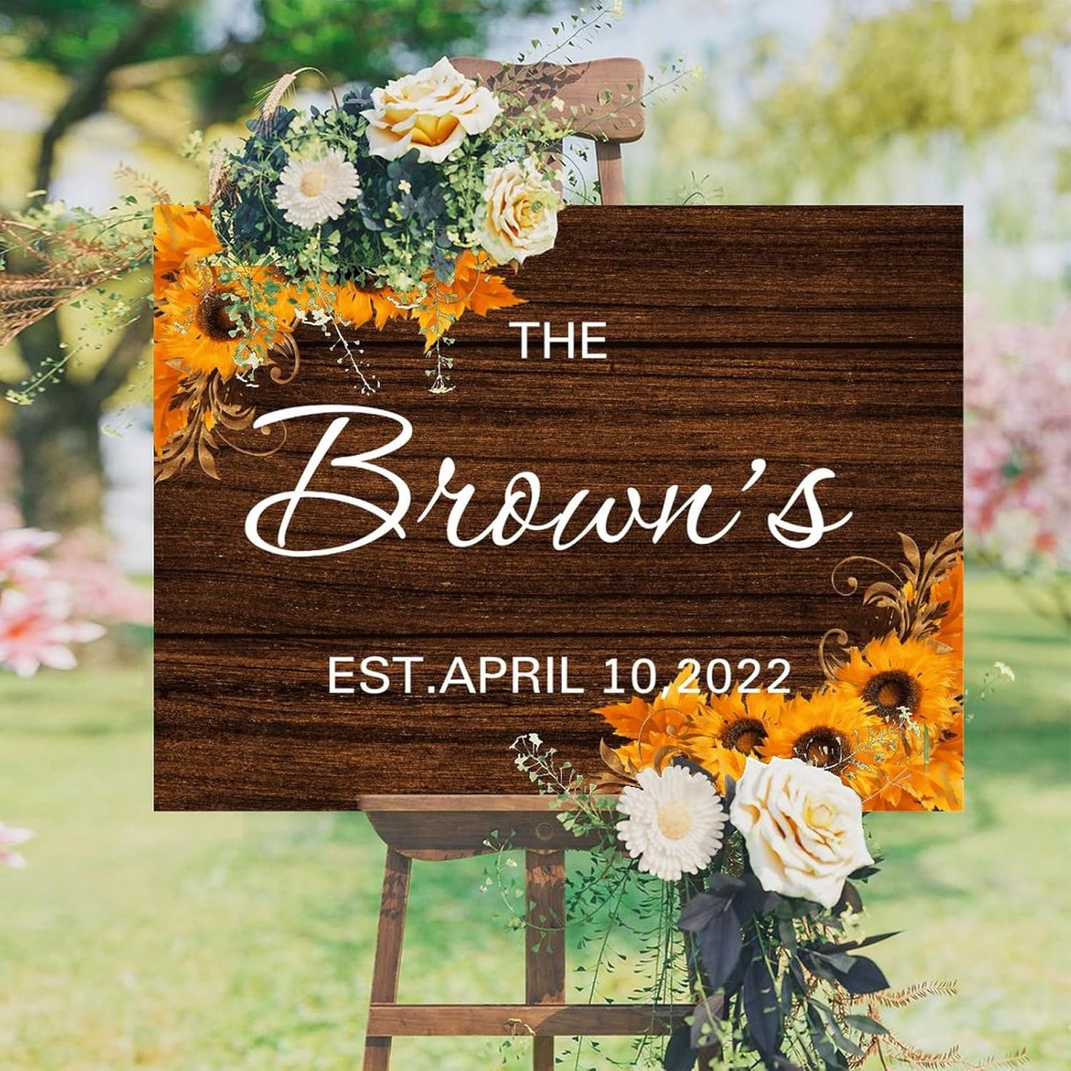 Custom Wedding Welcome Sign with Sunflowers 12x16 Inch