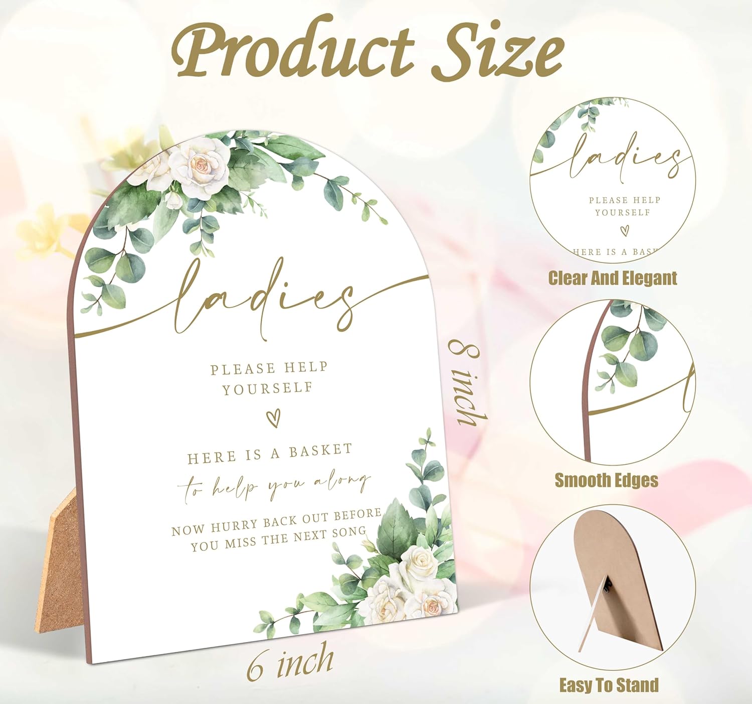 2 Pack White Rose Wedding Signs with Stand
