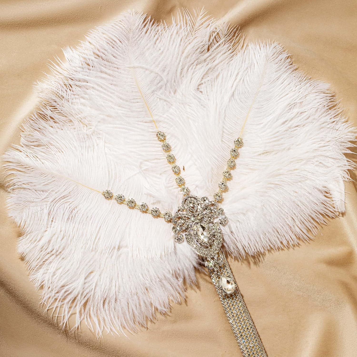BABEYOND Vintage Bridal Feather Bouquet Fan