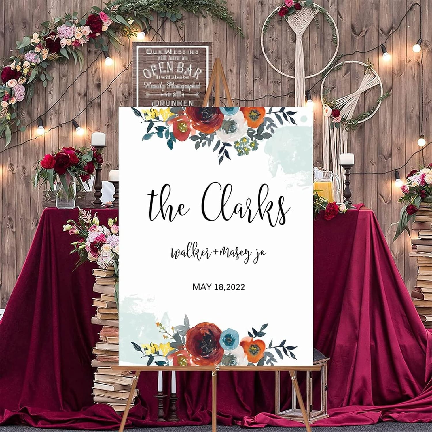 Personalized Wedding Welcome Sign Elegant Wood 12x16 Inch