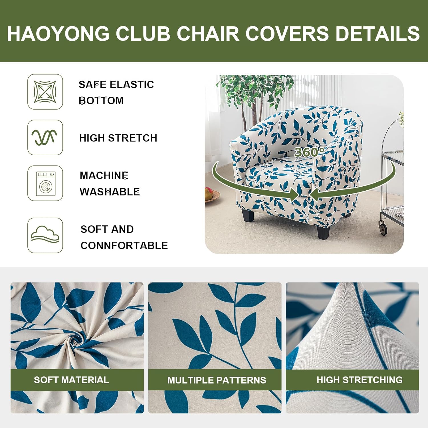 HAOYONG 2 Piece Stretch Armchair Slipcover
