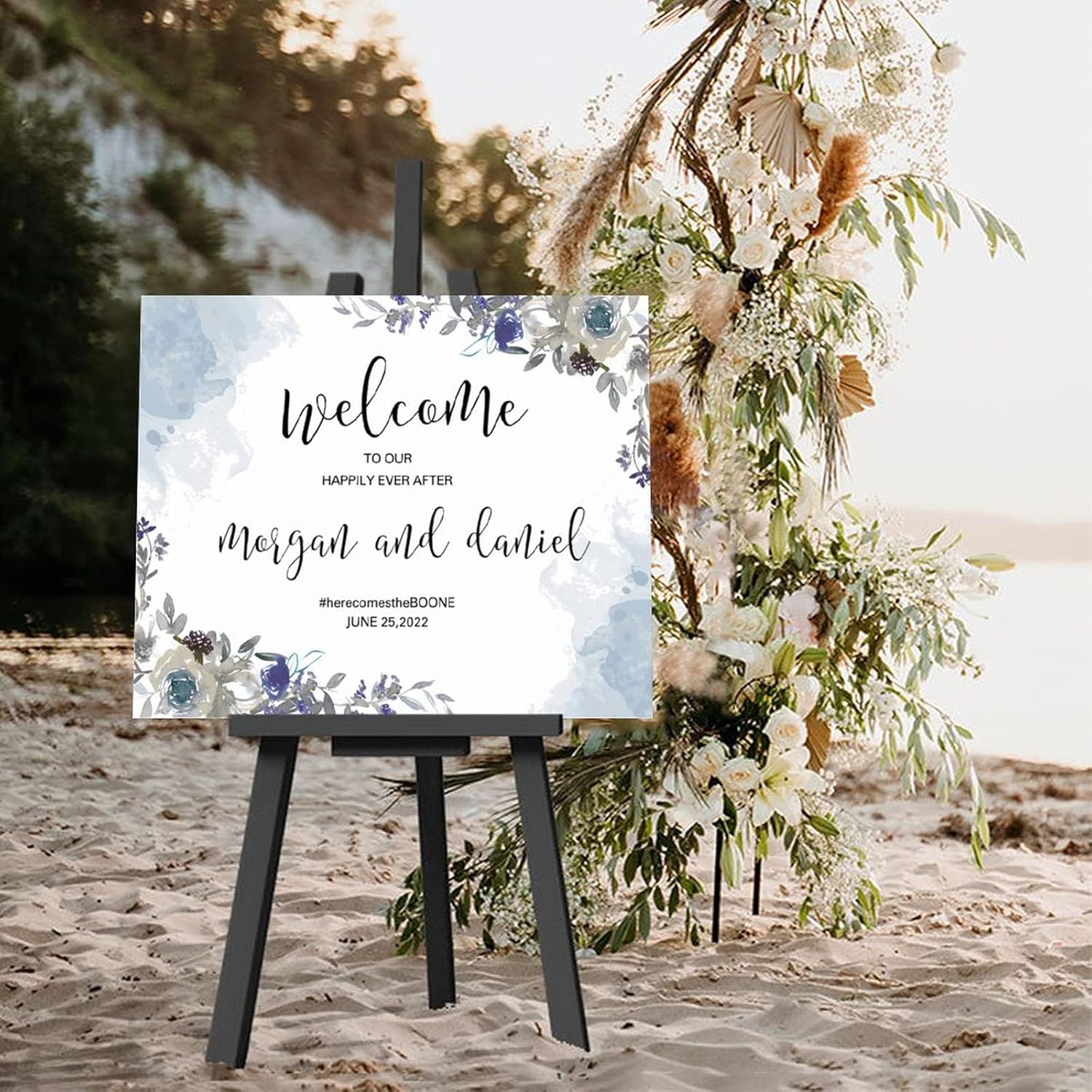 Alioyoit Elegant Rustic Wooden Wedding Welcome Sign