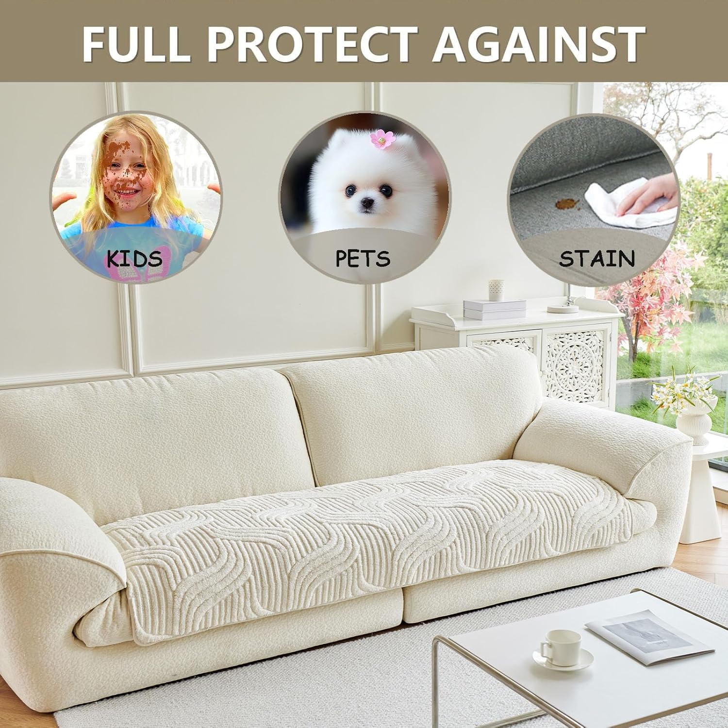Jecpuo Washable Pet Couch Cover Protector for Sectional Sofa