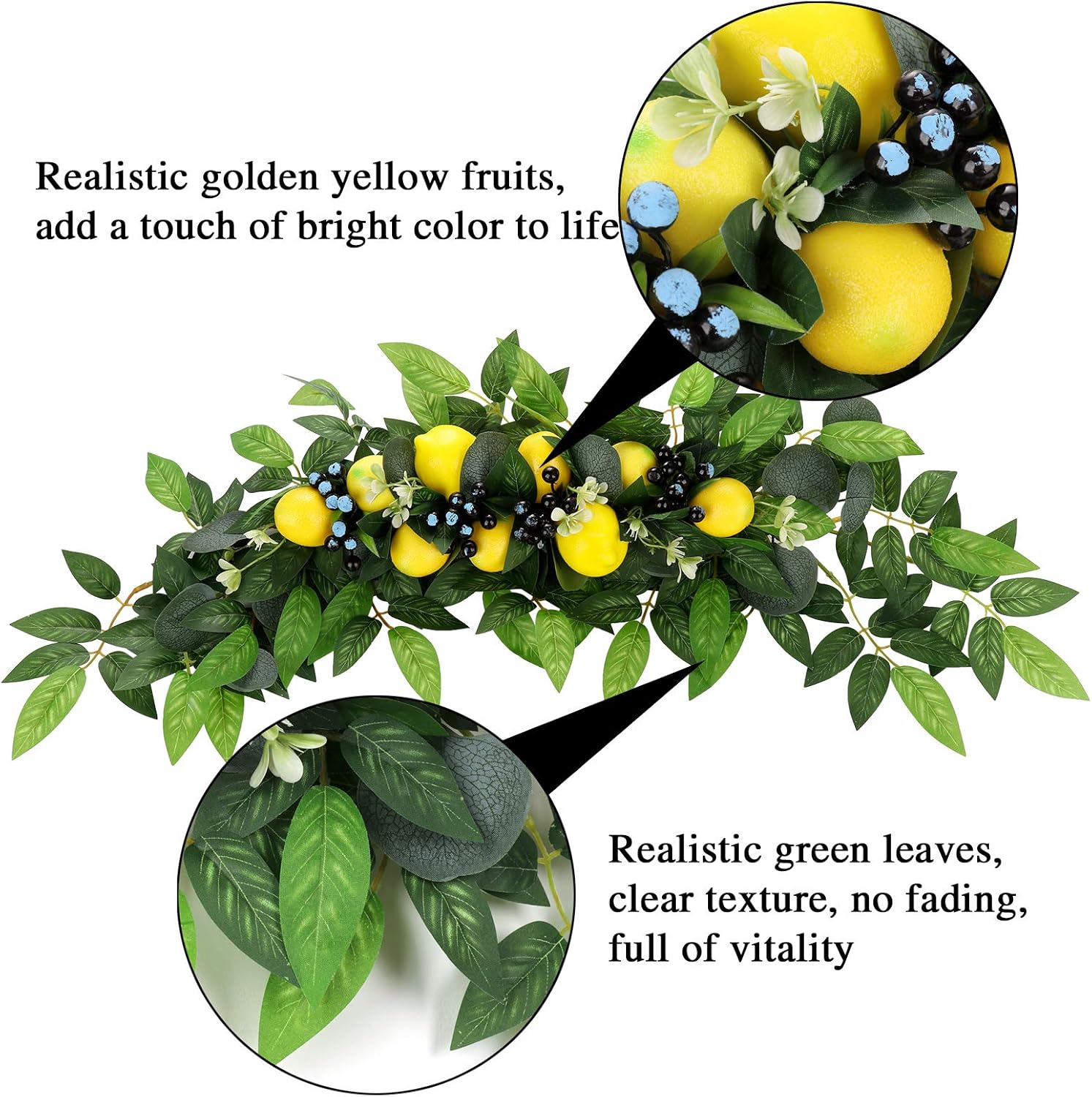 Artificial Lemon Swag Wreath 30 Inch Decor