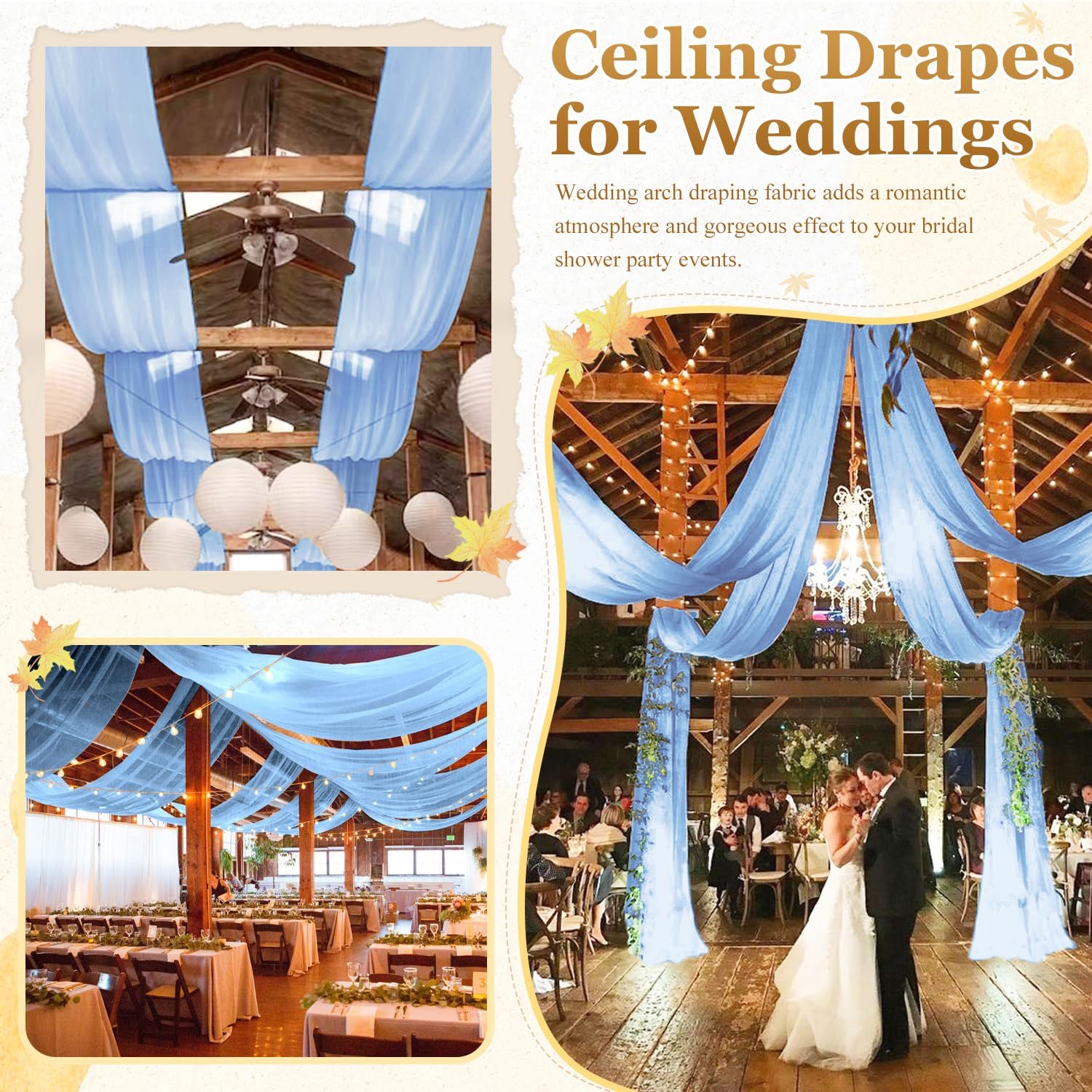 MODFUNS Light Blue Ceiling Drapes for Wedding and Party