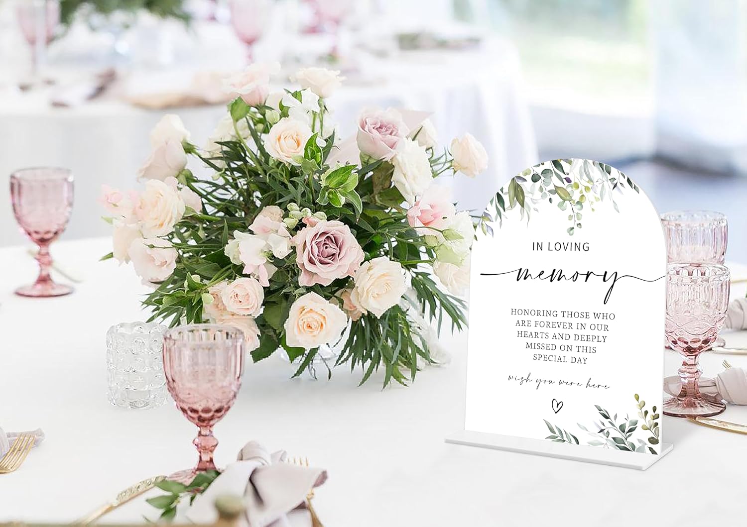 Greenery In Loving Memory Wedding Sign with Holder