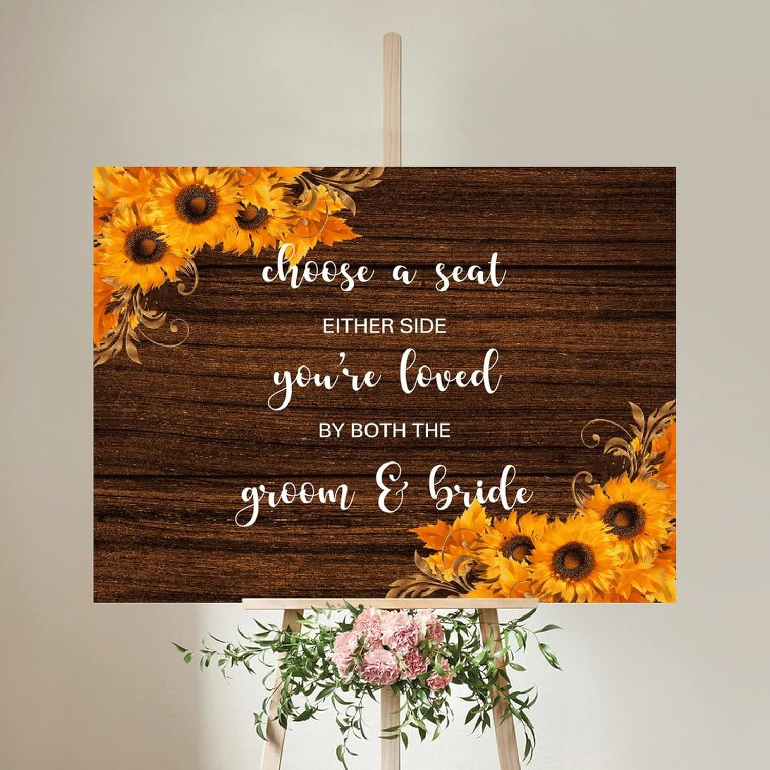 Custom Wedding Welcome Sign with Sunflowers
