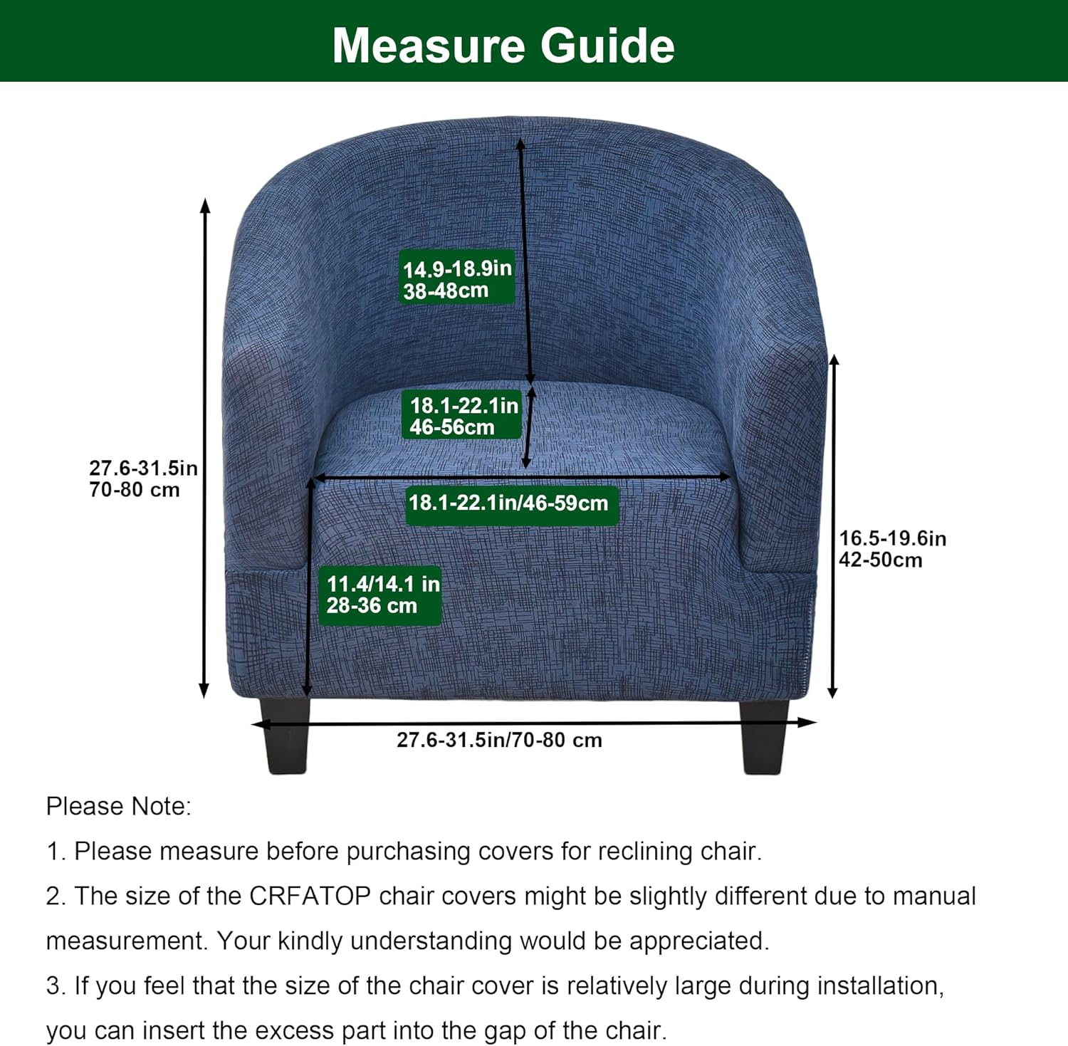 CRFATOP Club Chair Slipcover Printed Spandex Cover for Living Room