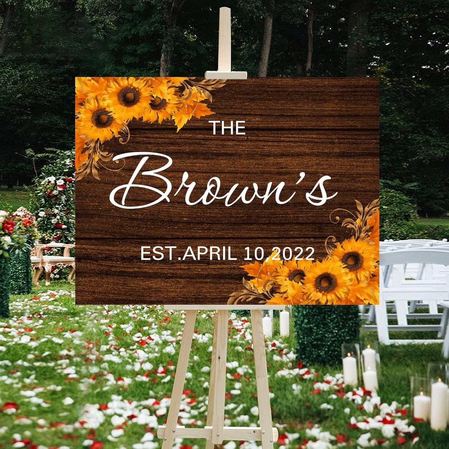 Custom Wedding Welcome Sign with Sunflowers 12x16 Inch