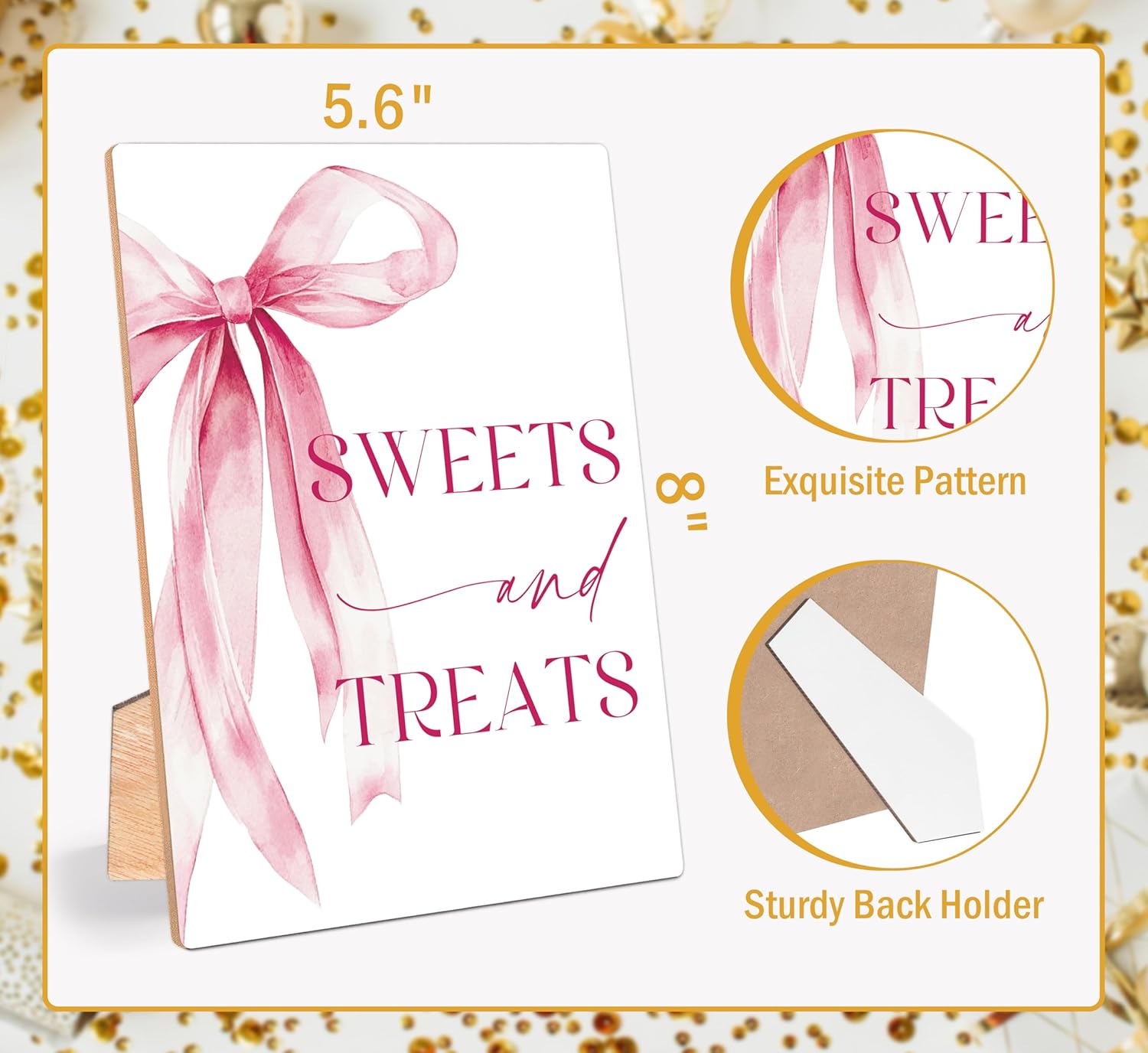 Pink Bow Themed Sweet Treats Sign for Wedding
