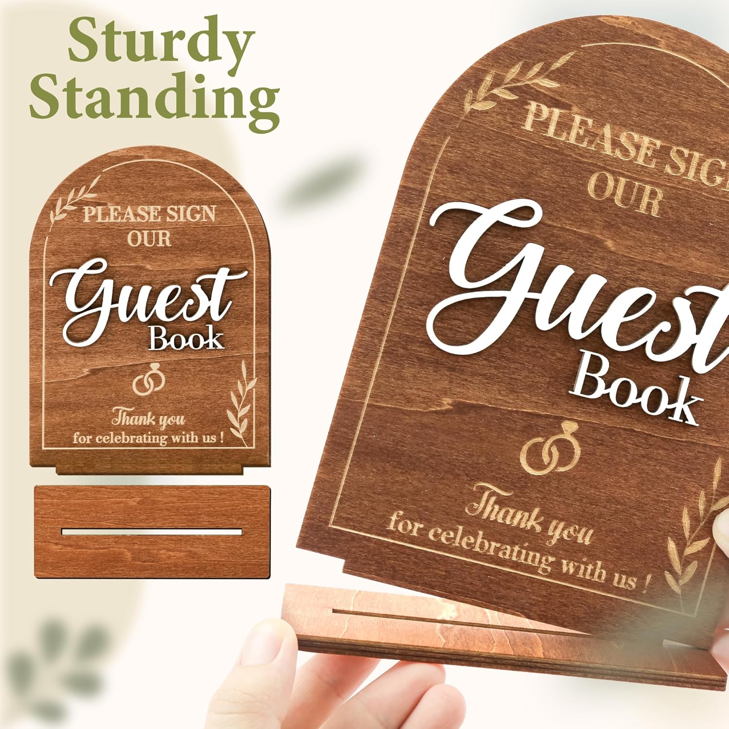 Rustic Wedding Guest Book Sign With Stand
