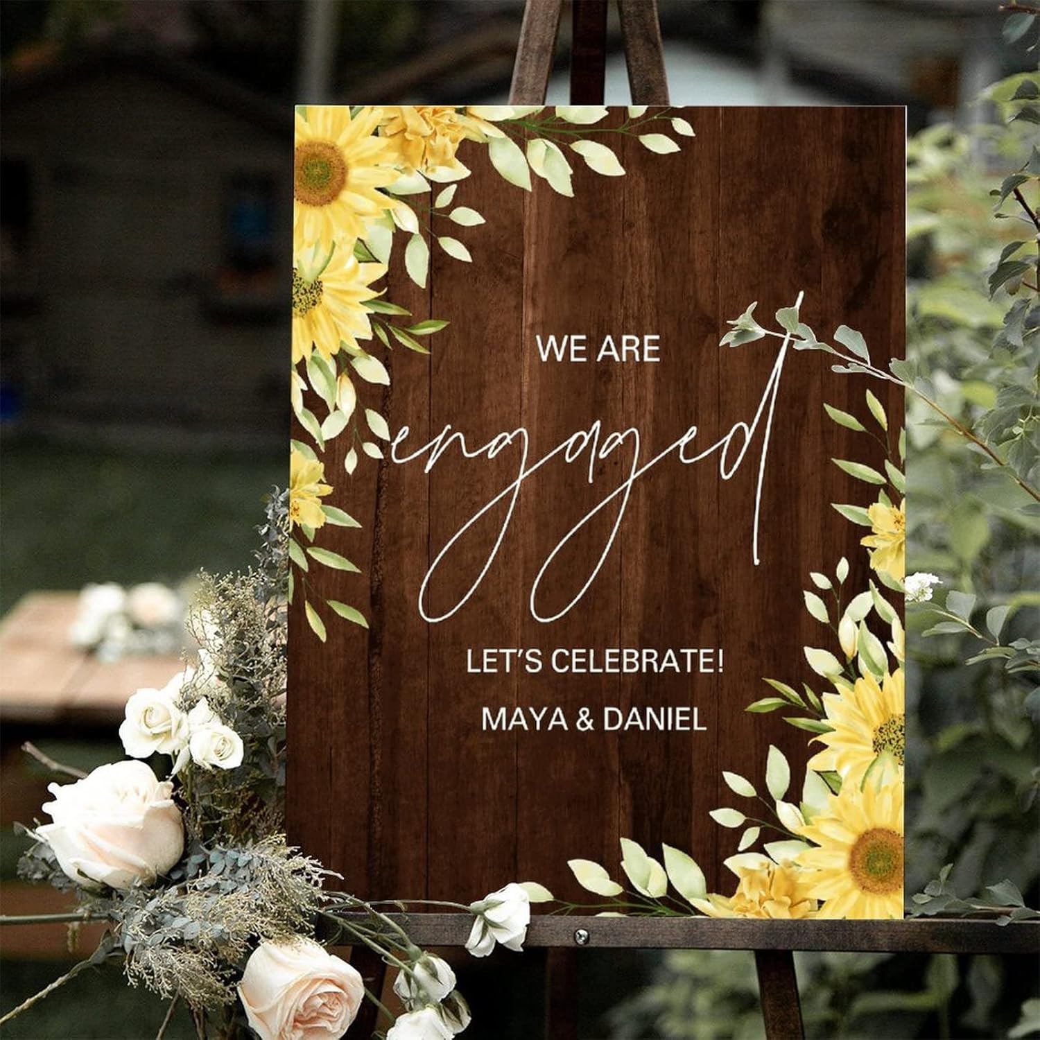 Custom Wedding Welcome Sign 12x16 Inch Brown Wood