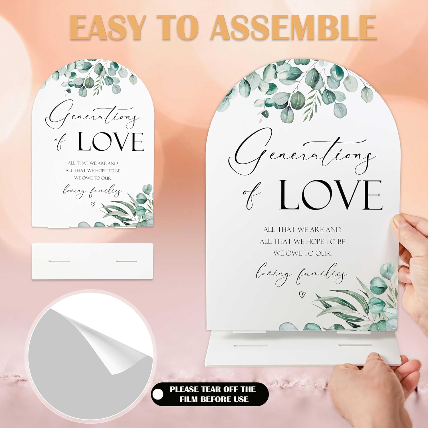 Greenery Generations Of Love Wedding Sign 8x11 Inch White Arch Acrylic