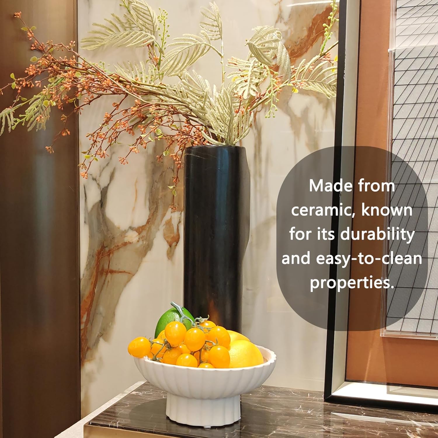 ALIWINER 8 Inch Ceramic Decorative Fruit Bowl
