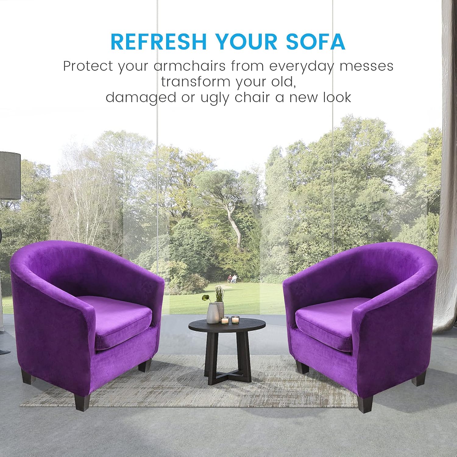 MIFXIN 2 Piece Velvet Tub Chair Covers Set