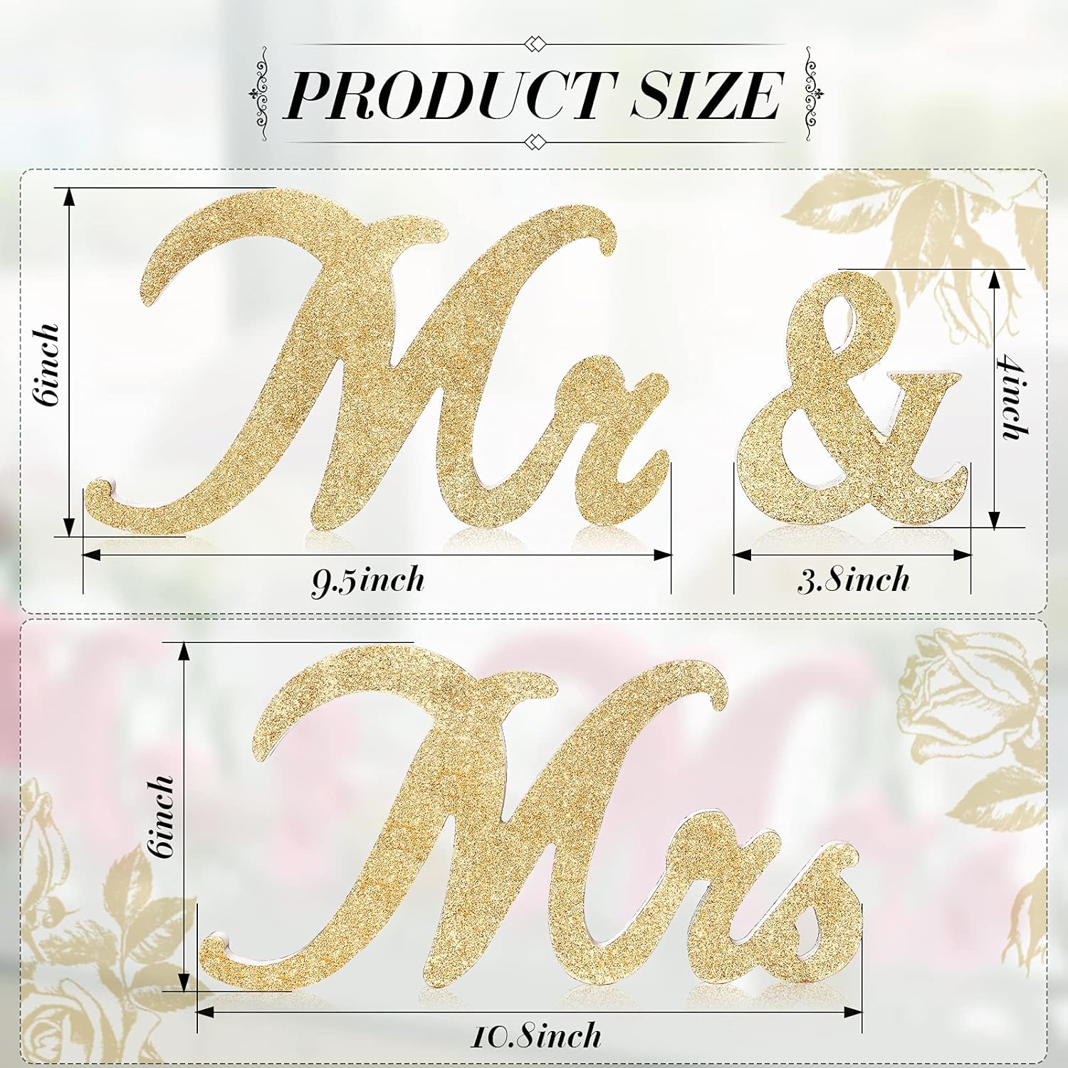 Jetec Mr and Mrs Wooden Glitter Sign Wedding Decor